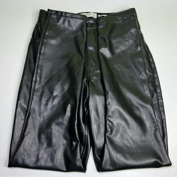 ABERCROMBIE & FITCH the skinny high rise black vegan leather pants size 27/4 - Picture 8 of 9